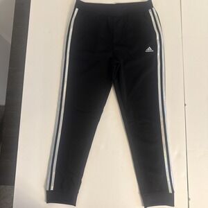 Adidas Pants Youth Large 14 Black 3 Stripes Track Joggers Athletic Polyester